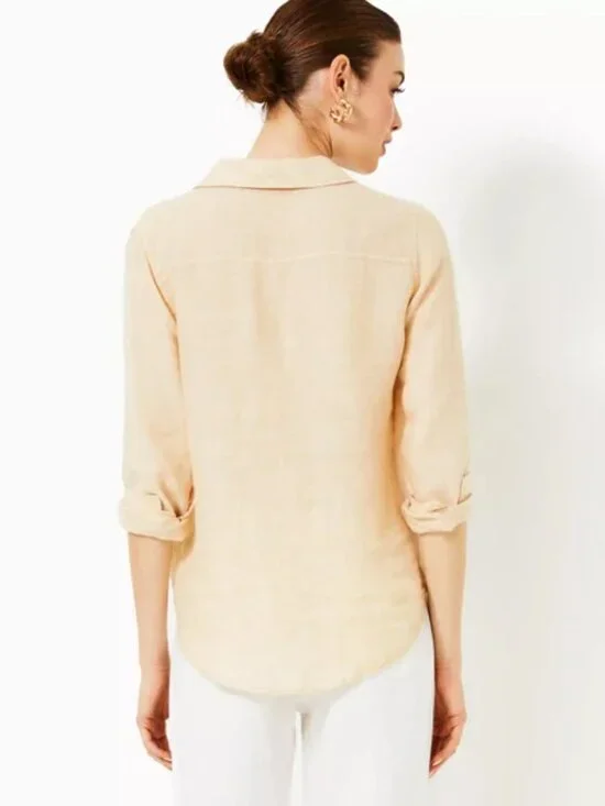 NWT! Lilly Pulitzer Sea View Button Down, Sand Bar X Resort White, Size XS - Picture 4 of 9